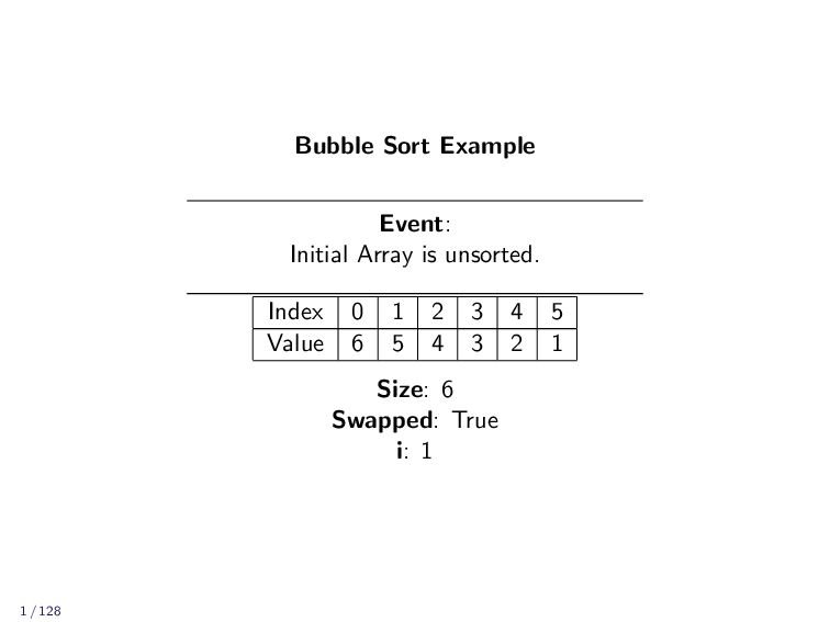 Bubble Sort Example Execution